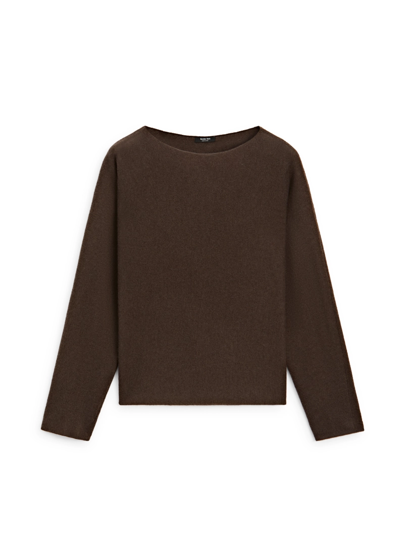 Свитер с лодочным вырезом из вязаного полотна