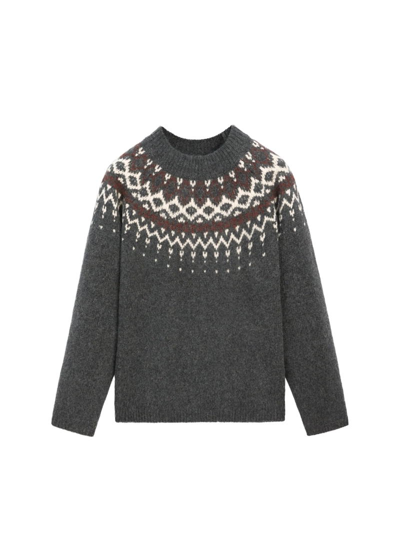 Свитер из 100% шерсти с жаккардовым узором