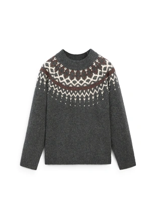 Свитер из 100% шерсти с жаккардовым узором- Заказать в России