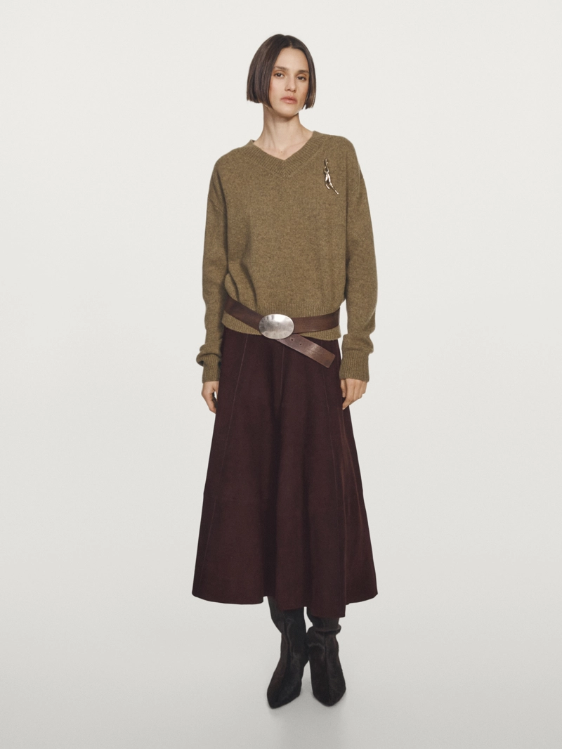 Свитер с v-образным вырезом из 100% шерсти