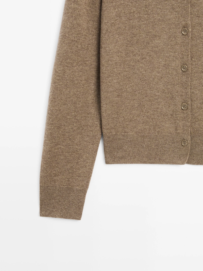 Кардиган с высоким воротником из 100% шерсти