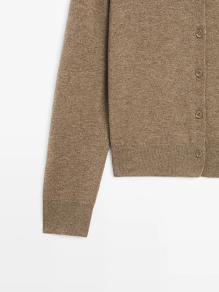 Кардиган с высоким воротником из 100% шерсти- Заказать в России