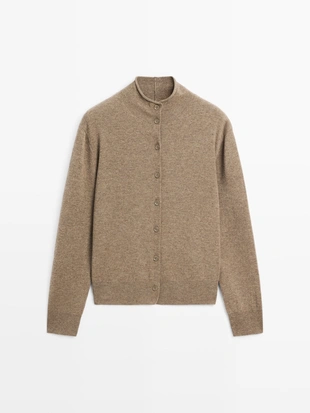 Кардиган с высоким воротником из 100% шерсти- Заказать в России