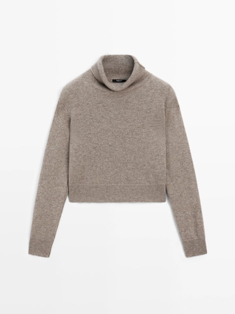 Свитер короткий вязаный из 100% кашемира