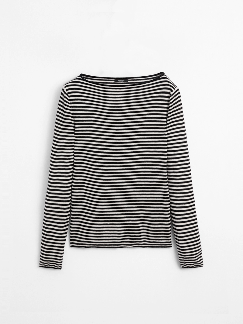 Вязанный свитер с длинным рукавом в полоску