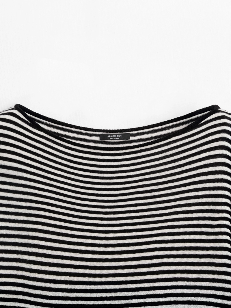 Вязанный свитер с длинным рукавом в полоску