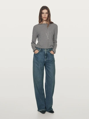 Вязанный свитер с длинным рукавом в полоску- Заказать в России