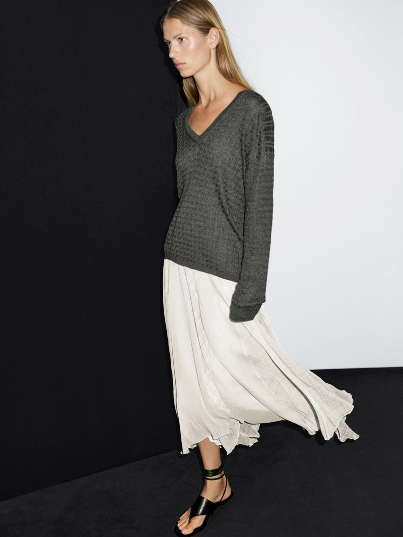 Асимметричная юбка-миди в клетку