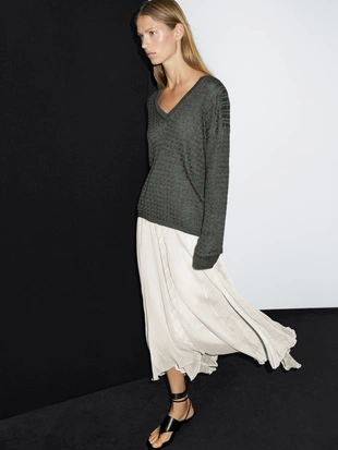 Асимметричная юбка-миди в клетку- Заказать в России