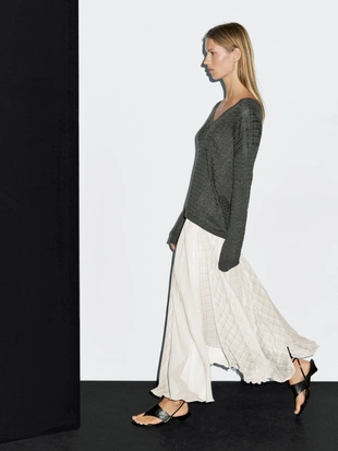 Асимметричная юбка-миди в клетку- Заказать в России