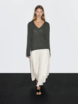 Асимметричная юбка-миди в клетку- Заказать в России