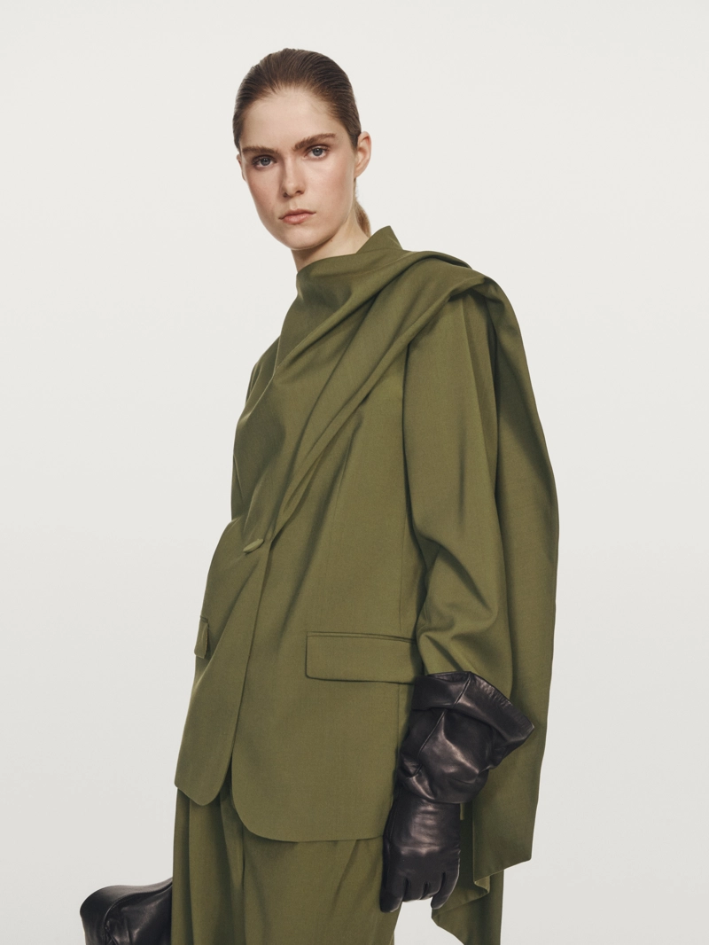 Пиджак с шарфом из 100% шерсти - studio