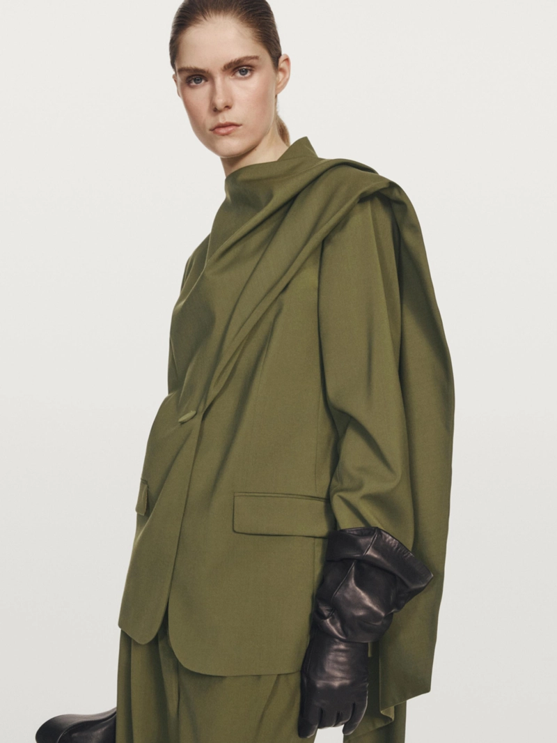 Пиджак с шарфом из 100% шерсти - studio