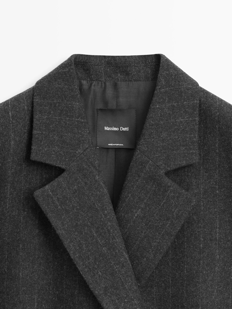 Длинный полосатый пиджак из шерстяной смеси