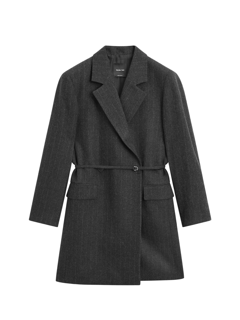 Длинный полосатый пиджак из шерстяной смеси