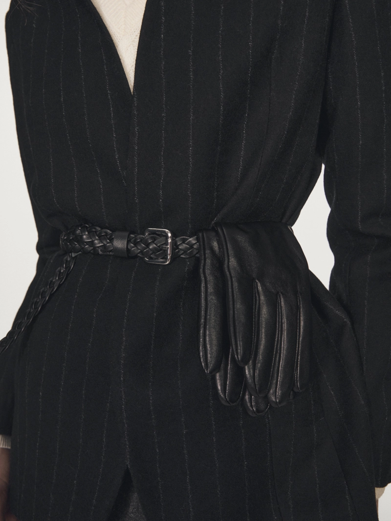 Пиджак без воротника в полоску