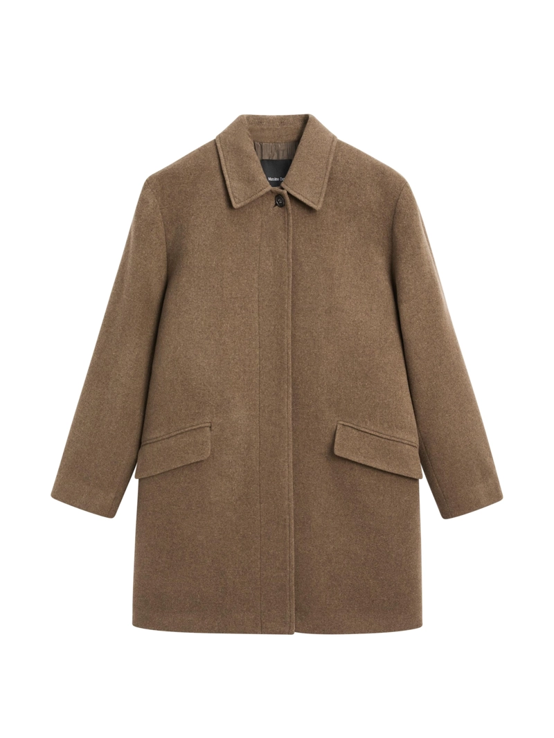 Пальто из шерстяно-шелковой смеси с клапанными карманами