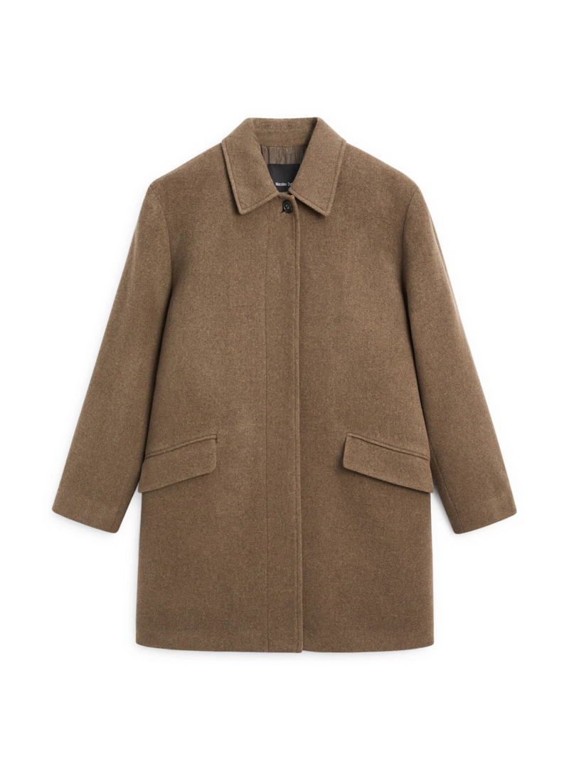 Пальто из шерстяно-шелковой смеси с клапанными карманами