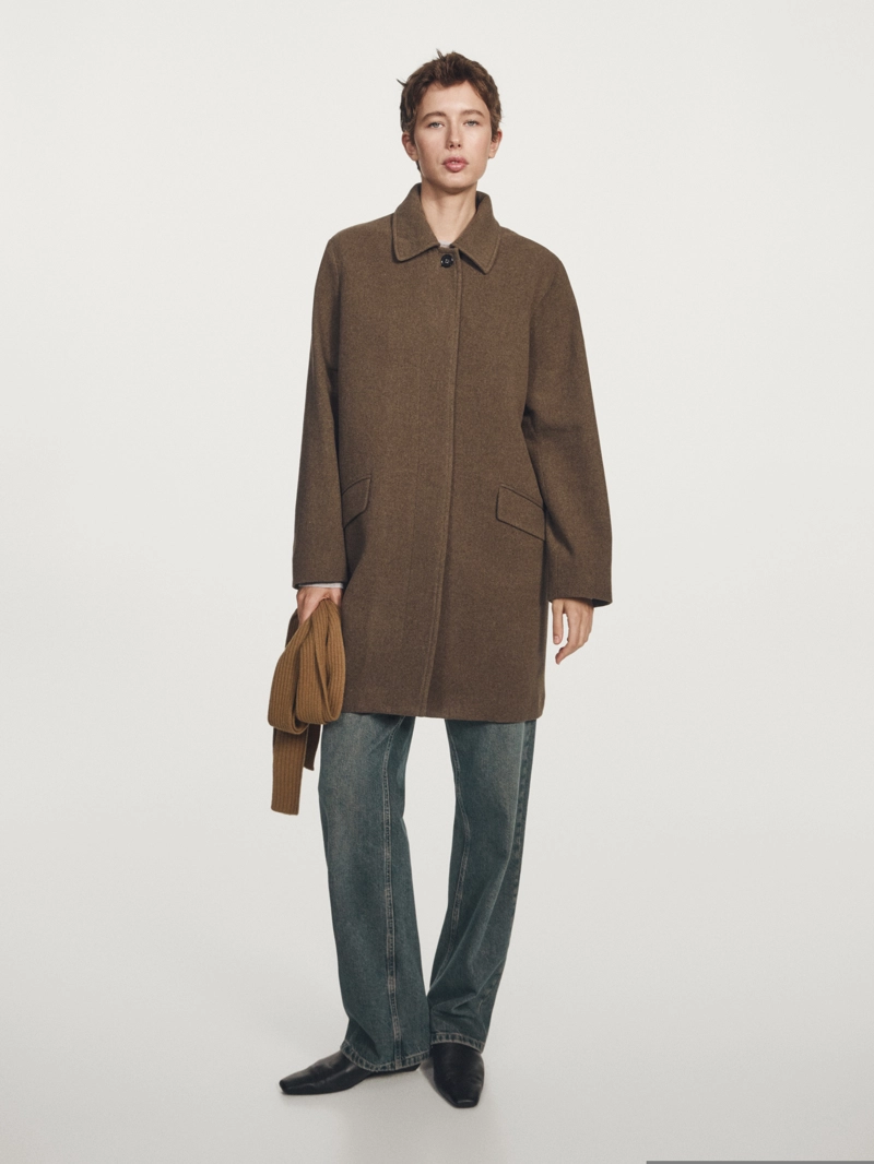 Пальто из шерстяно-шелковой смеси с клапанными карманами