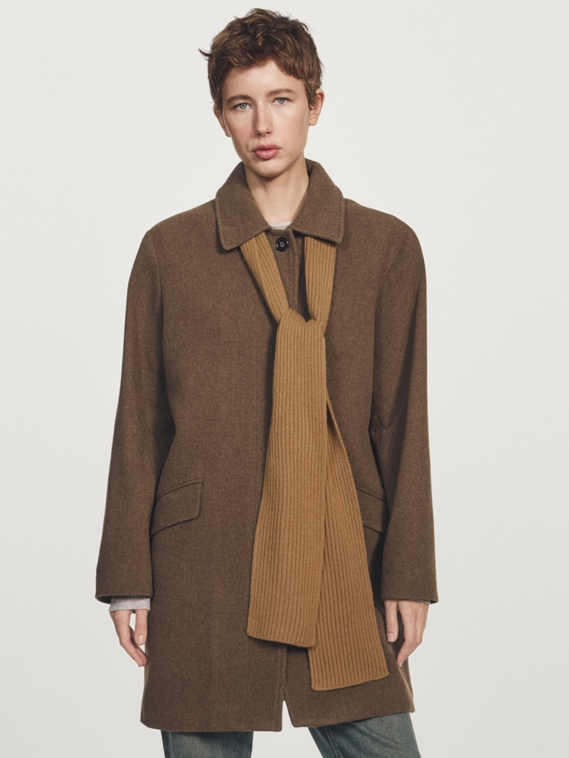 Пальто из шерстяно-шелковой смеси с клапанными карманами