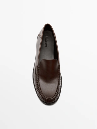 Мокасины из кожи сборкой- Заказать в России