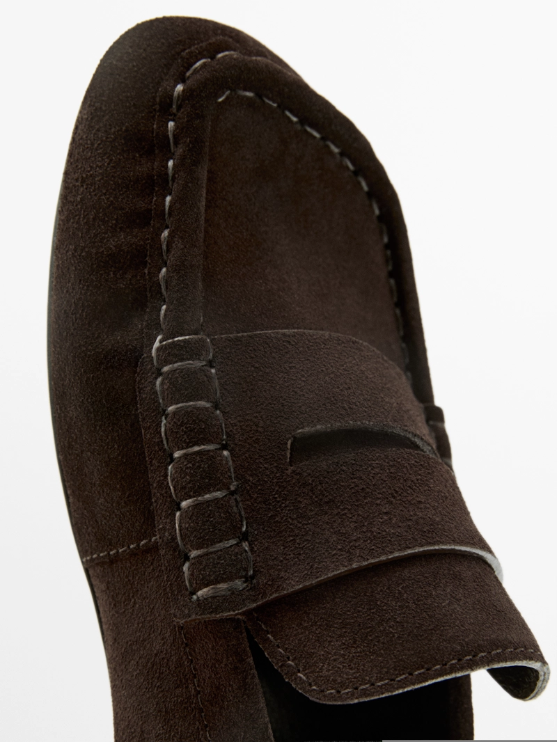 Мокасины из замши разделочной кожи