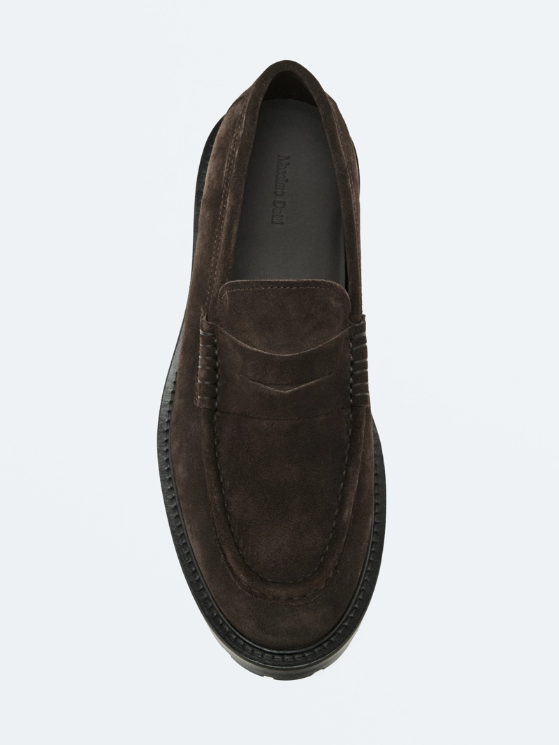 Лоферы на широкой подошве с кожаной отделкой