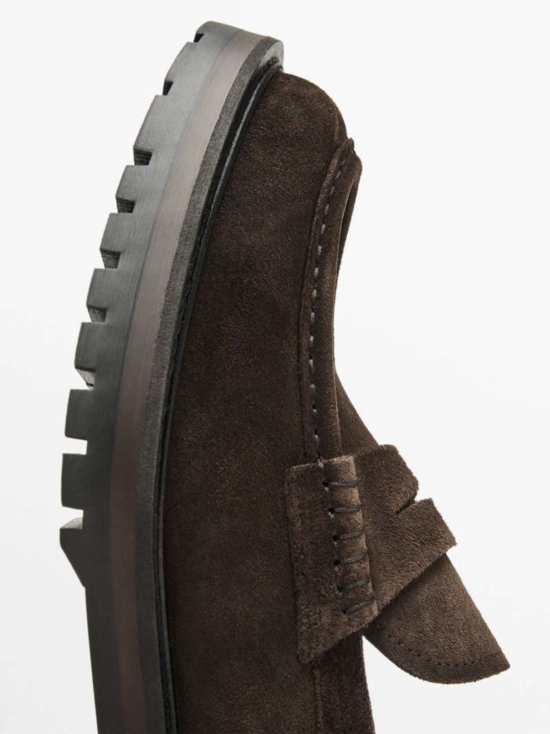 Лоферы на широкой подошве с кожаной отделкой