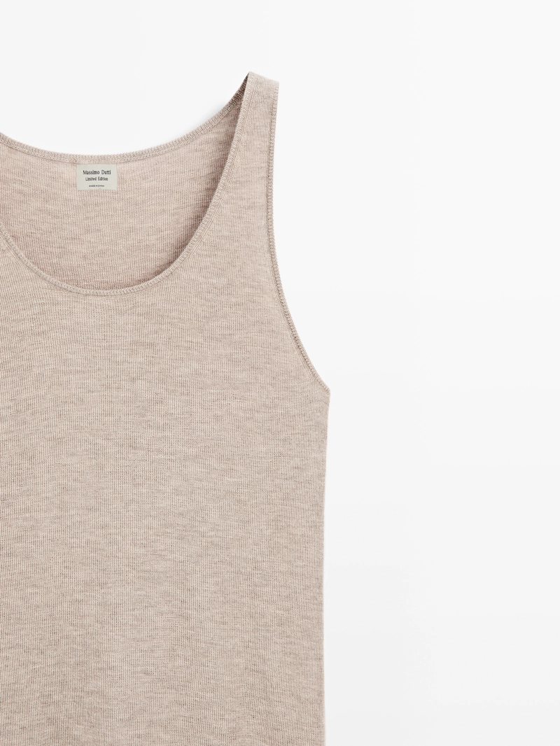 Длинный топ на тонких бретельках из 100% кашемира - limited