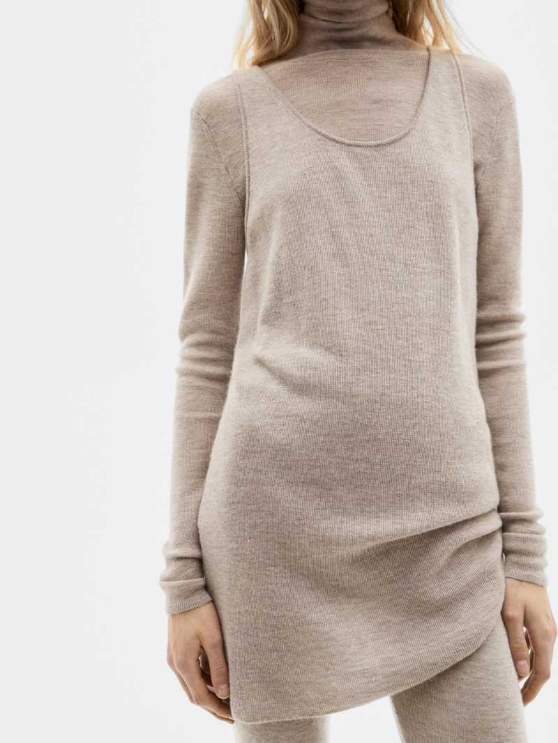 Длинный топ на тонких бретельках из 100% кашемира - limited