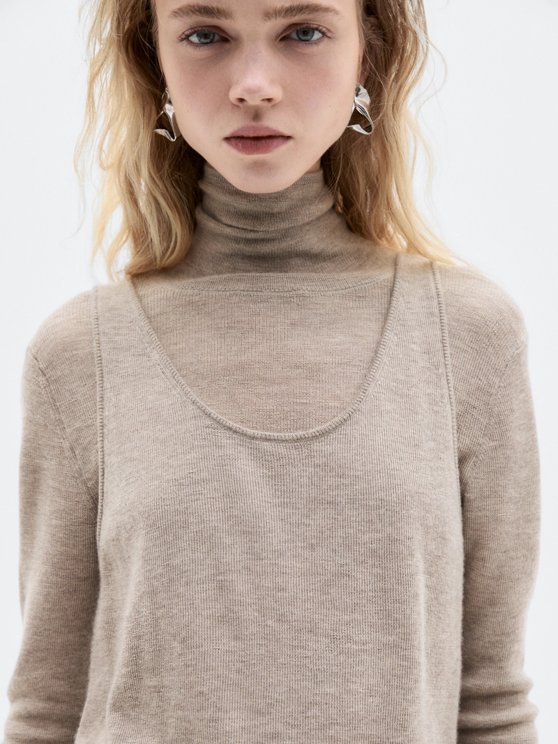 Длинный топ на тонких бретельках из 100% кашемира - limited