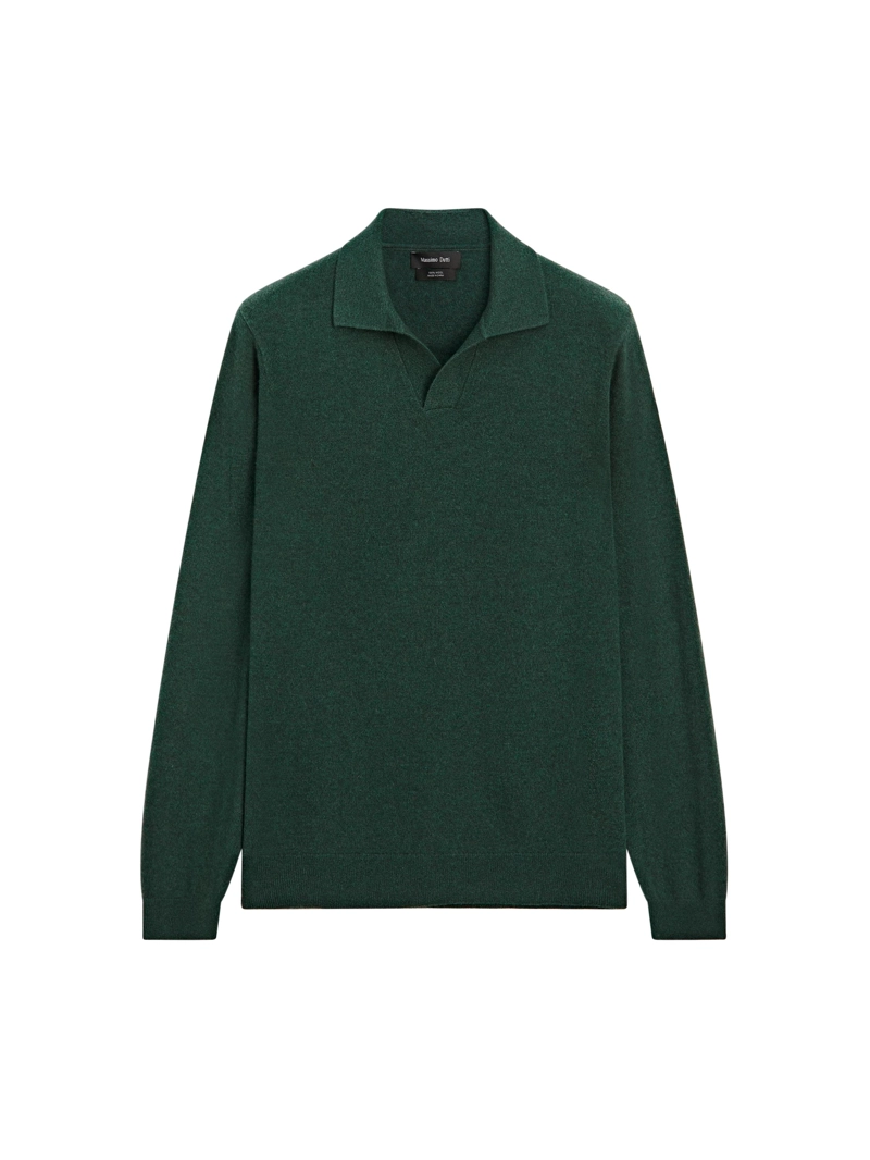 Водолазка-поло из 100% шерсти с v-образным вырезом