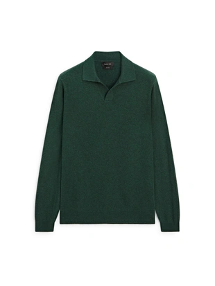 Водолазка-поло из 100% шерсти с V-образным вырезом- Заказать в России