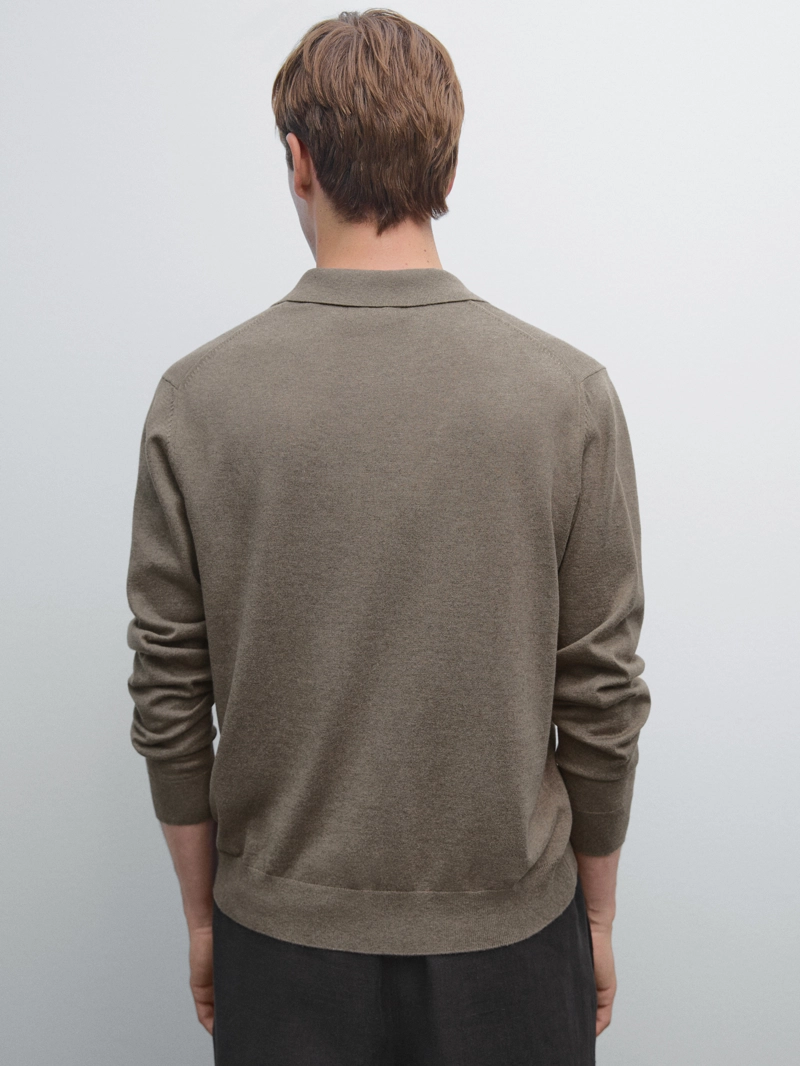 Водолазка-поло из хлопково-шерстяной смеси