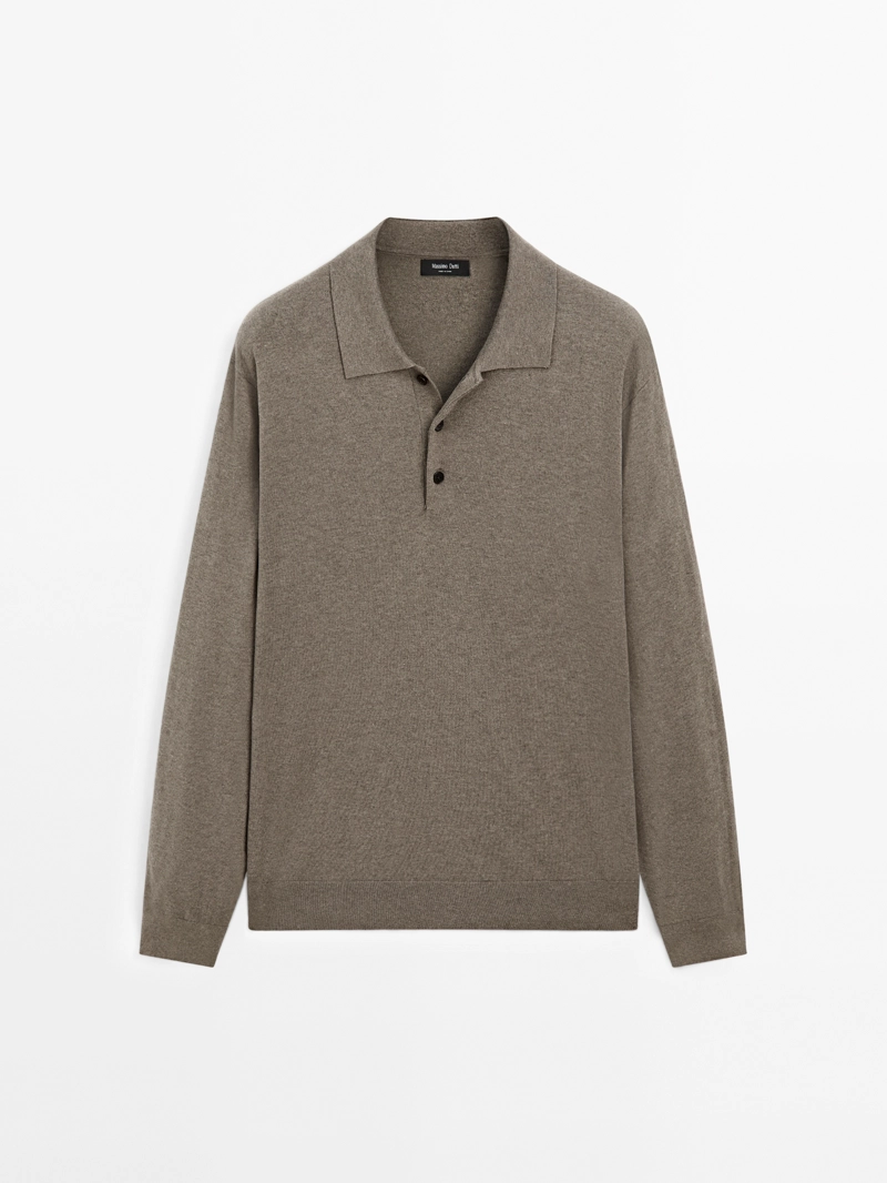 Водолазка-поло из хлопково-шерстяной смеси