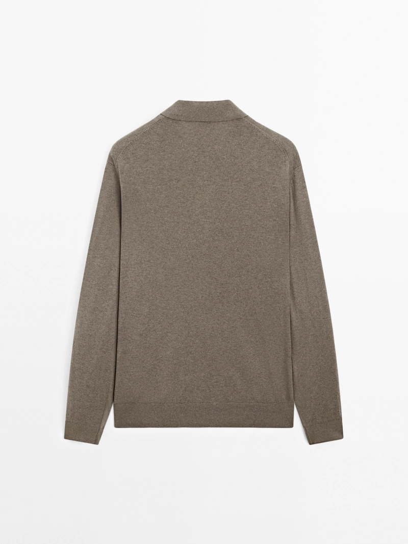 Водолазка-поло из хлопково-шерстяной смеси