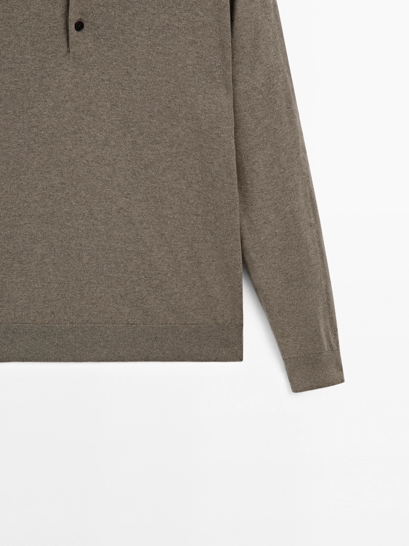 Водолазка-поло из хлопково-шерстяной смеси