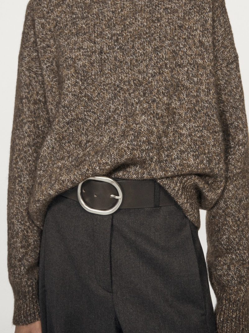 Свитер с высоким воротником из альпаки и шерсти в технике мулине