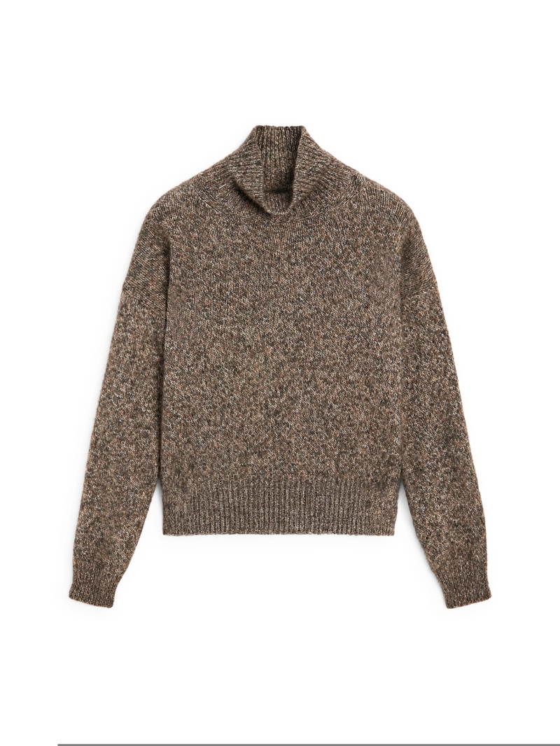 Свитер с высоким воротником из альпаки и шерсти в технике мулине