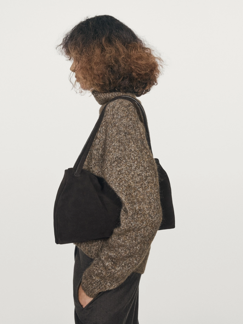 Свитер с высоким воротником из альпаки и шерсти в технике мулине