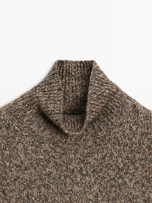 Свитер с высоким воротником из альпаки и шерсти в технике мулине- Заказать в России