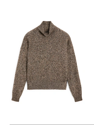 Свитер с высоким воротником из альпаки и шерсти в технике мулине- Заказать в России