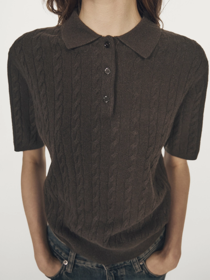 Поло с короткими рукавами косой вязки