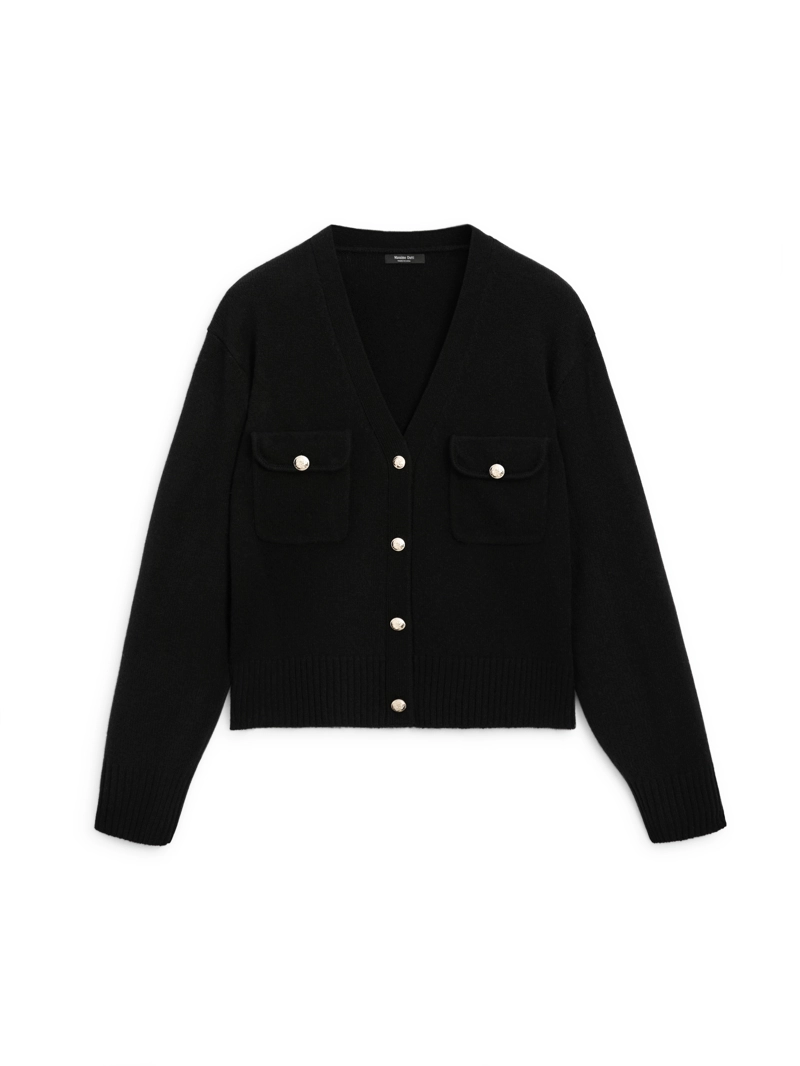 Кардиган с v-образным вырезом и золотыми пуговицами
