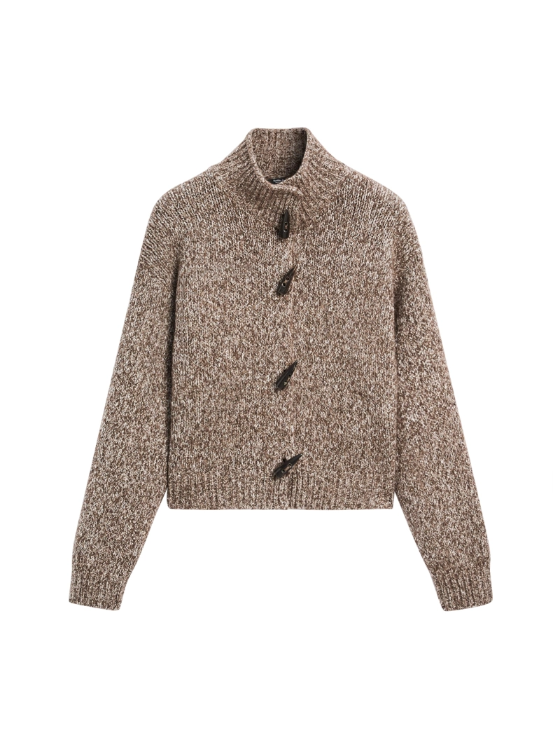 Кардиган из вязаного кашемирового шерстяного полотна с рожковой пуговицей