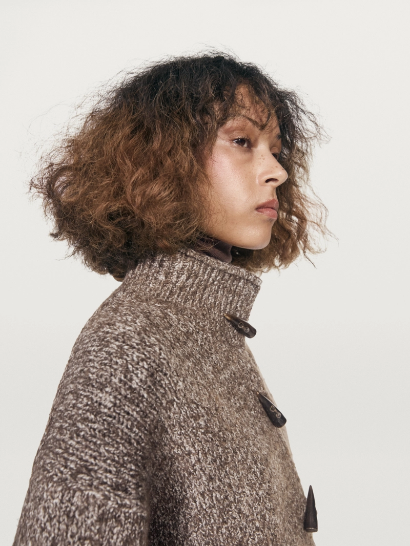 Кардиган из вязаного кашемирового шерстяного полотна с рожковой пуговицей