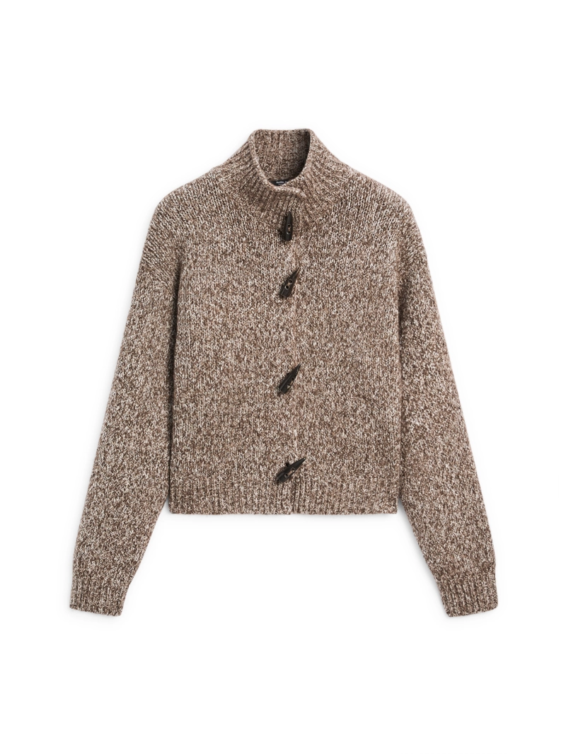 Кардиган из вязаного кашемирового шерстяного полотна с рожковой пуговицей