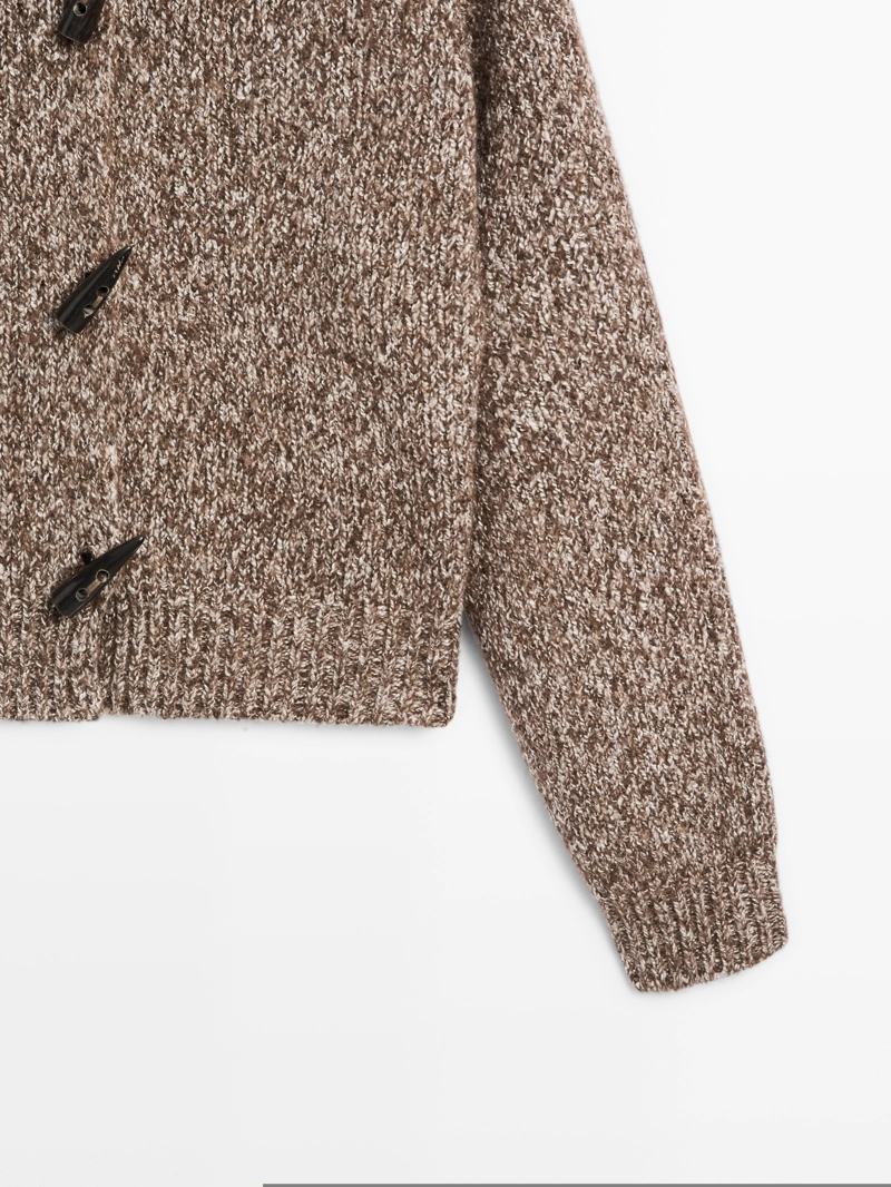Кардиган из вязаного кашемирового шерстяного полотна с рожковой пуговицей