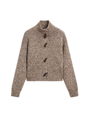 Кардиган из вязаного кашемирового шерстяного полотна с рожковой пуговицей- Заказать в России