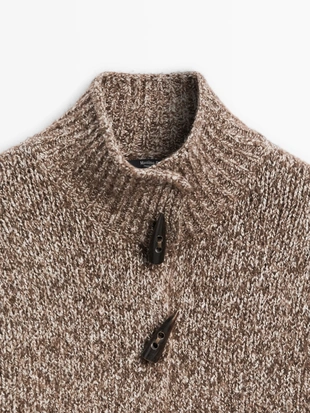 Кардиган из вязаного кашемирового шерстяного полотна с рожковой пуговицей- Заказать в России